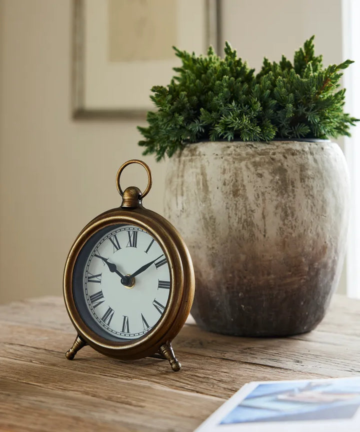 Desk Clock Antique Gold