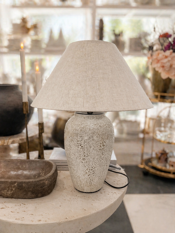 Ivory Textured Ceramic Table Lamp