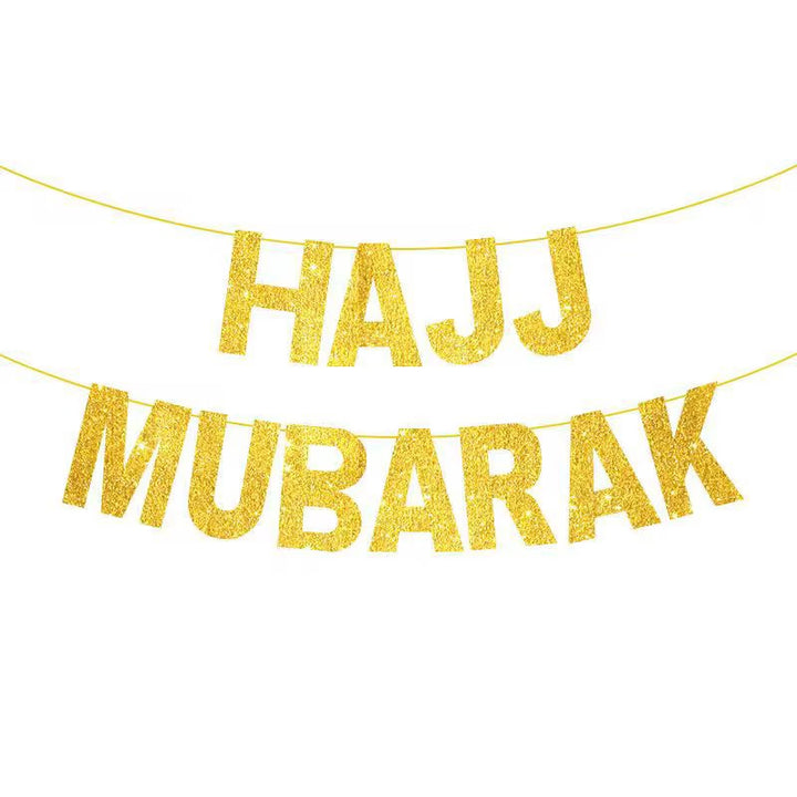 Hajj Mubarak Glitter Banner