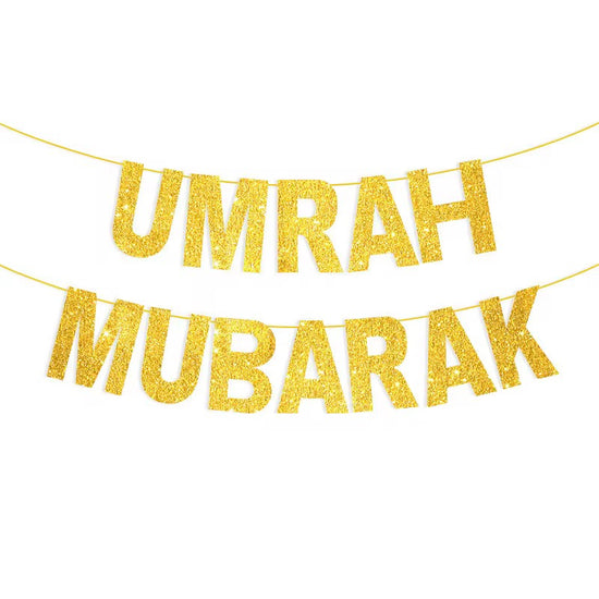 Umrah Mubarak Glitter Banner