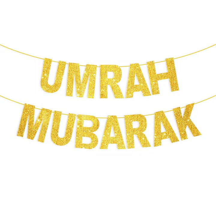Umrah Mubarak Glitter Banner