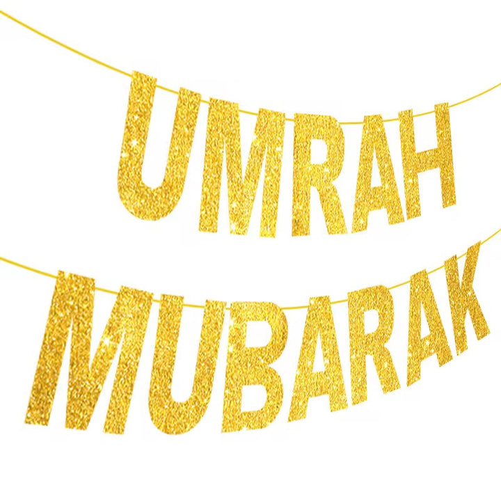 Umrah Mubarak Glitter Banner
