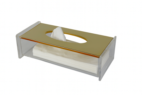Lacquered Gold Rectangular Tissue Box