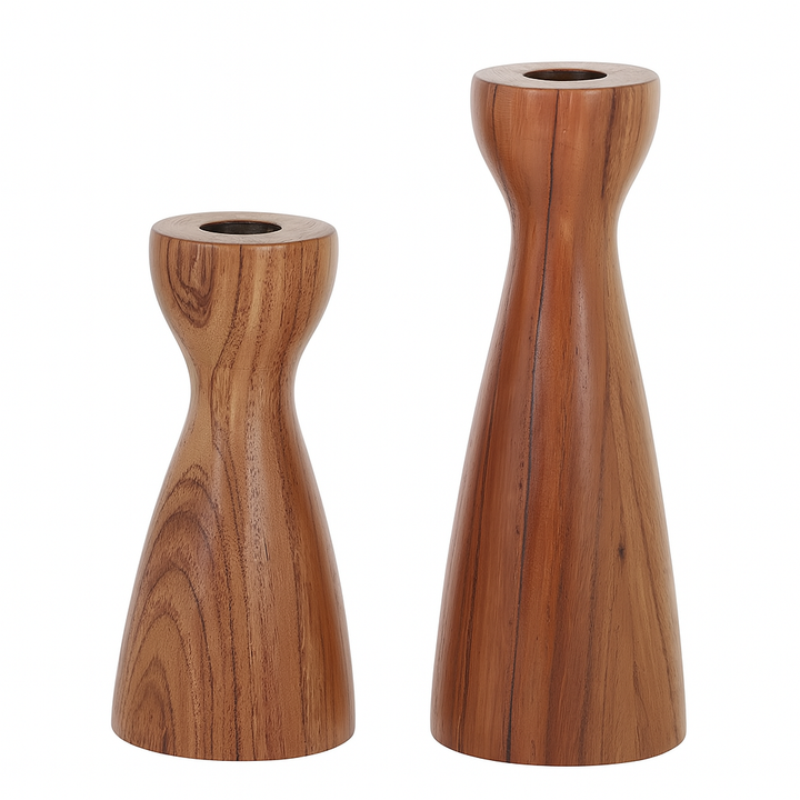 Dana set of 2 Wood Candleholders