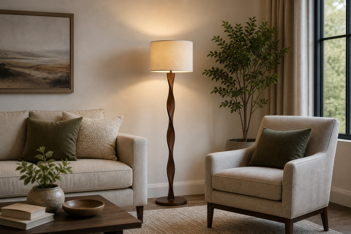 Walnut Twist Floor Lamp