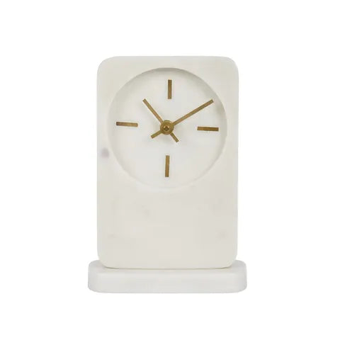 MATEO MARBLE DESK CLOCK 13X6X19.5CM WHT#