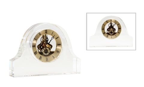 Glass and gold mantle clock