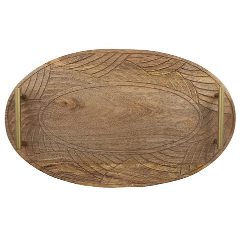 NAYA WOOD OVAL TRAY 33X55CM NATURAL#