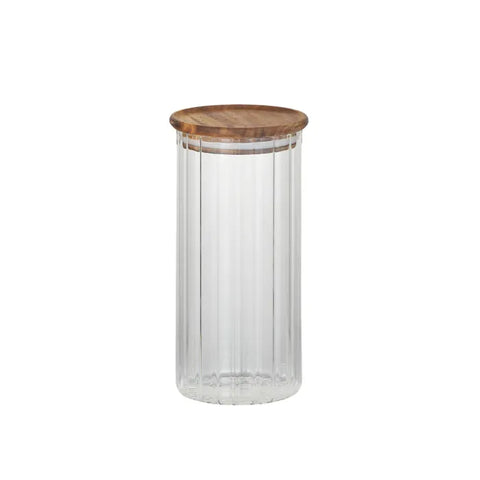 ELEANOR GLASS/WOOD CANISTER 9.5X19.5CM