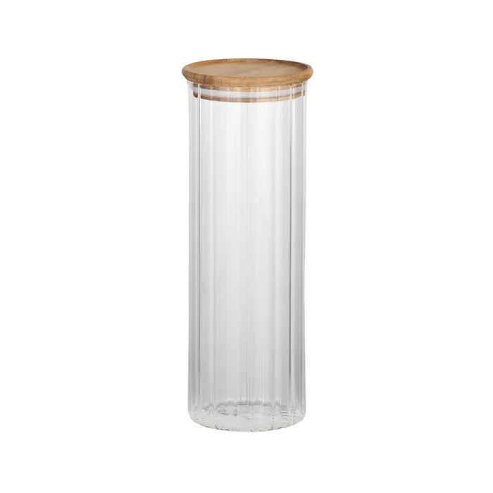 ELEANOR GLASS/WOOD CANISTER 9.5X26.5CM