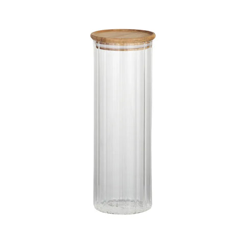 ELEANOR GLASS/WOOD CANISTER 9.5X26.5CM