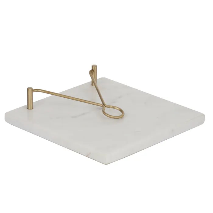 MIRA MARBLE/BRASS NAPKIN HOLDER 20CM WHT