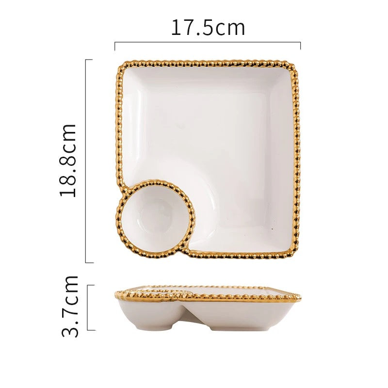 Golden rim dip plate