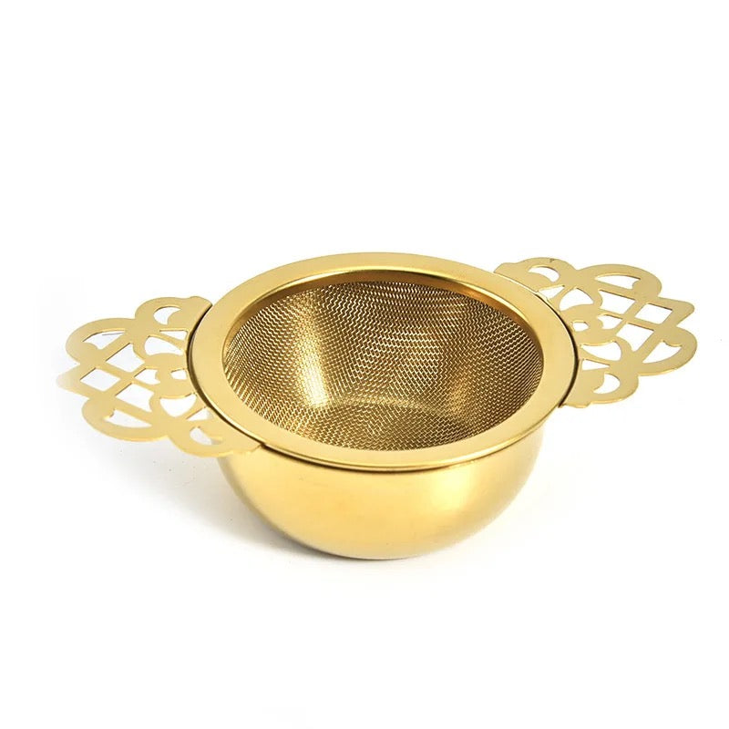 Gold tea strainer