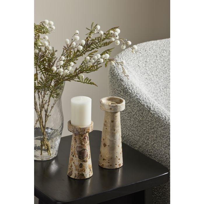 GRAND DESIGNS CARPRANI MARBLE CANDLE HOLDER BEIGE