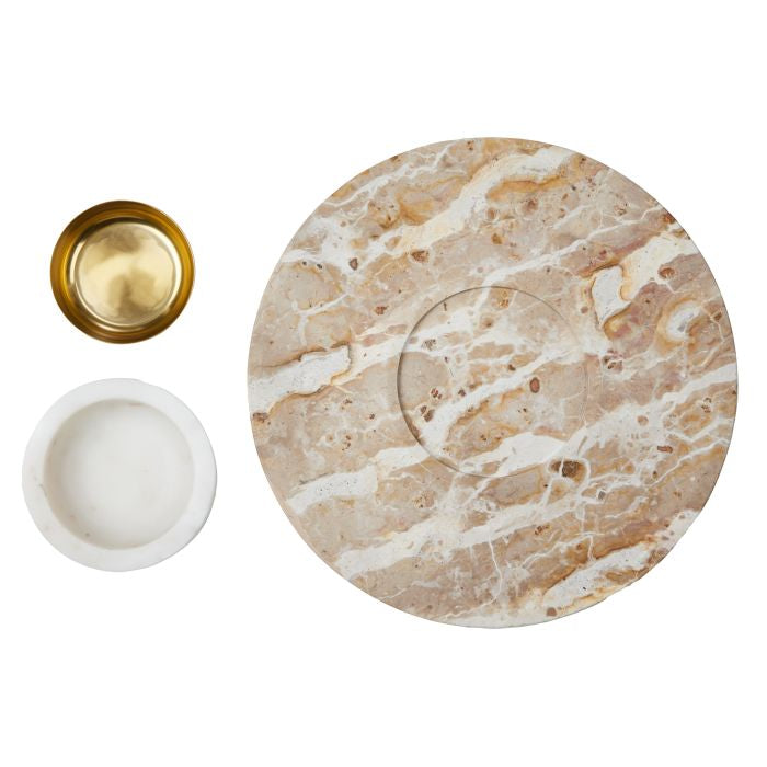 GRAND DESIGNS CARPRANI ROUND CHIP & DIP PLATTER WHITE & BEIGE