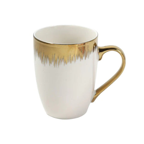 Ceramic Coffe Mug Latte Mug Golden Rain Abstract Design Print 8.2*10.5 cm