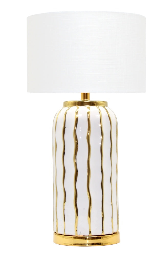 Pinstripe white/gold lamp