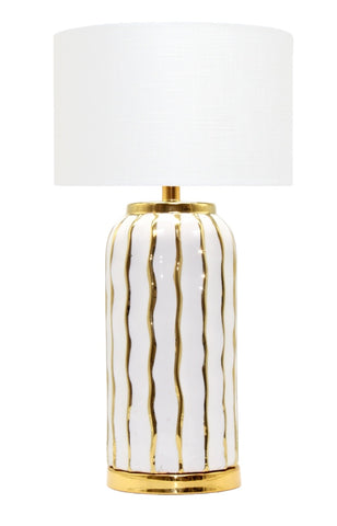 Pinstripe white/gold lamp