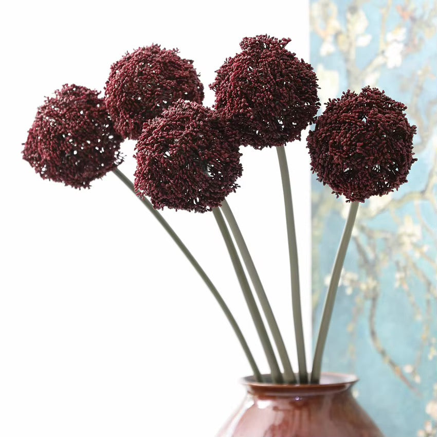 Burgundy Faux Allium Ball Flower