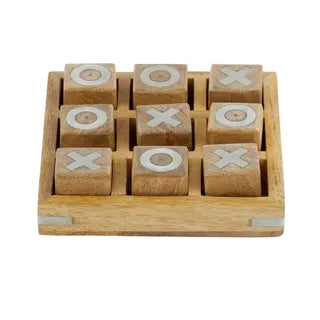 NOUGHTS & CROSSES 14.5X3.5CM NAT/SILVER