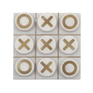 MARBLE NOUGHTS & CROSSES 18X18CM WHT/GLD