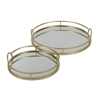 TINKA S/2 ROUND METAL TRAYS 40X6CM GOLD