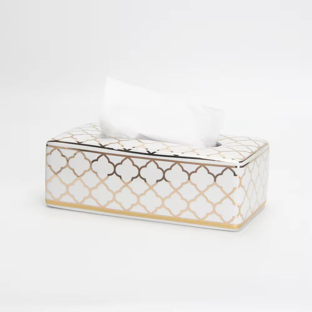 Ceramic gold line tissue box