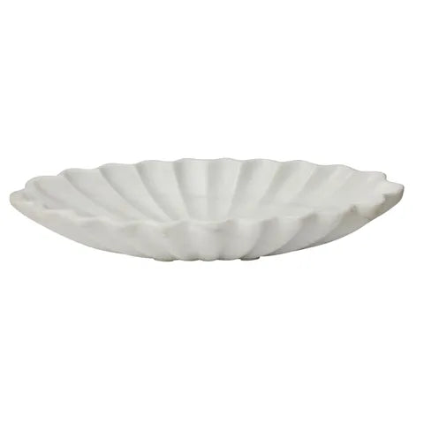 FLOR MARBLE OVAL BOWL 25X50X10CM WHITE