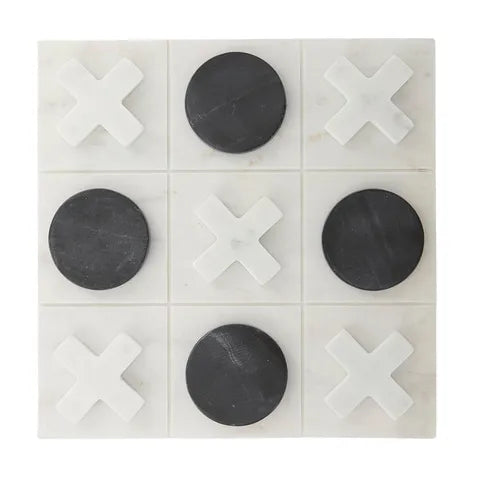 TIC TAC TOE MARBLE GAME 30X30CM WHT/BLK