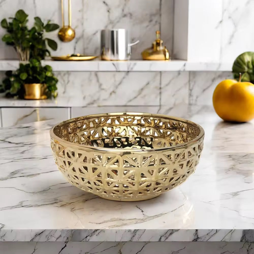 Ceramic gold fruit bowl