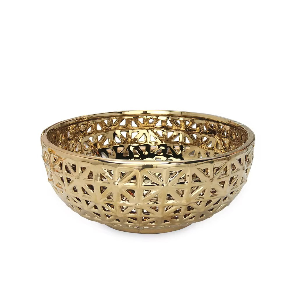 Ceramic gold fruit bowl