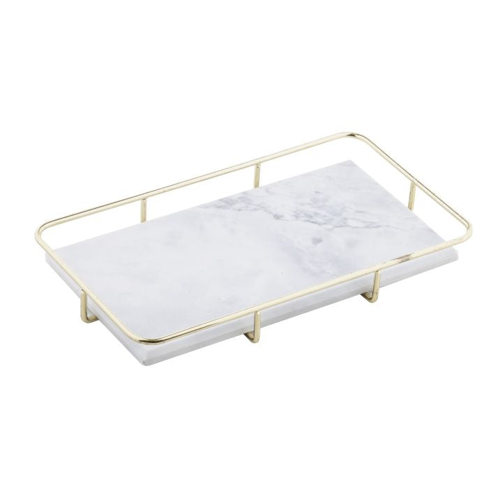 NUVOLO TRAY WITH GOLD HANDLES WHITE & GOLD 32X18.5X4CM