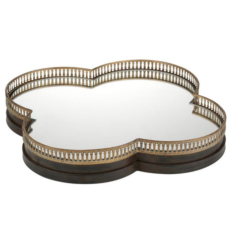 CLOVER MIRROR/TRAY ANTIQUE GOLD 50CM