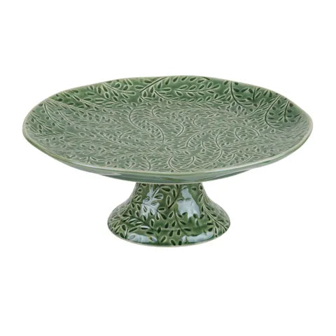 VENUS CER FOOTED PLATE 26.5X10.5CM GREEN