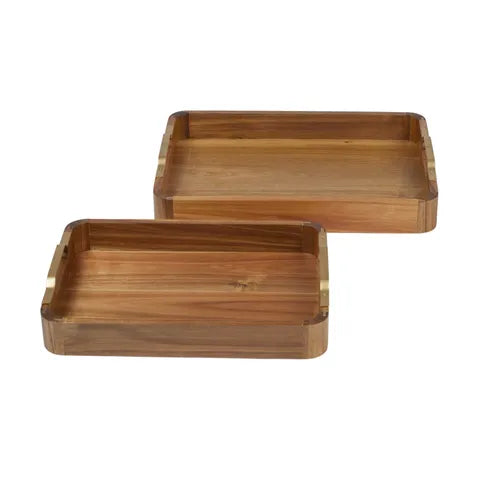 GUSTO S/2 WOOD RECT TRAY 40X30CM NAT