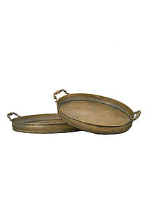 s/2 Oval Metal Tray antique gold