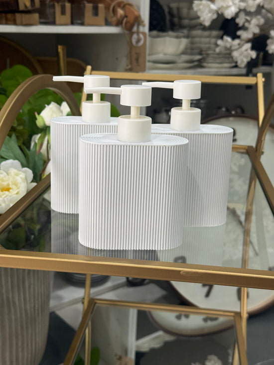White Ribbed Resin Dispenser