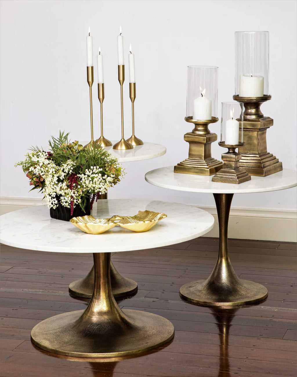 Café Side / Occasional table Brass marble Top