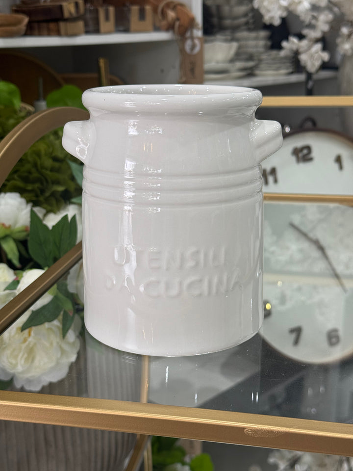 White French Cuisine Utensil Holder