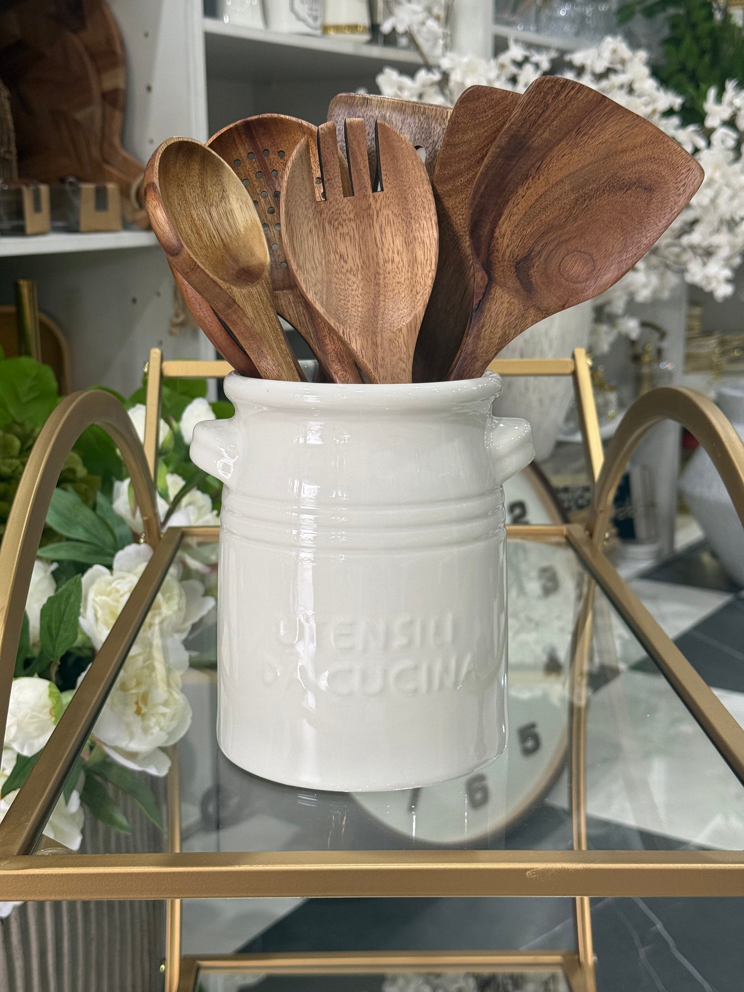 White French Cuisine Utensil Holder