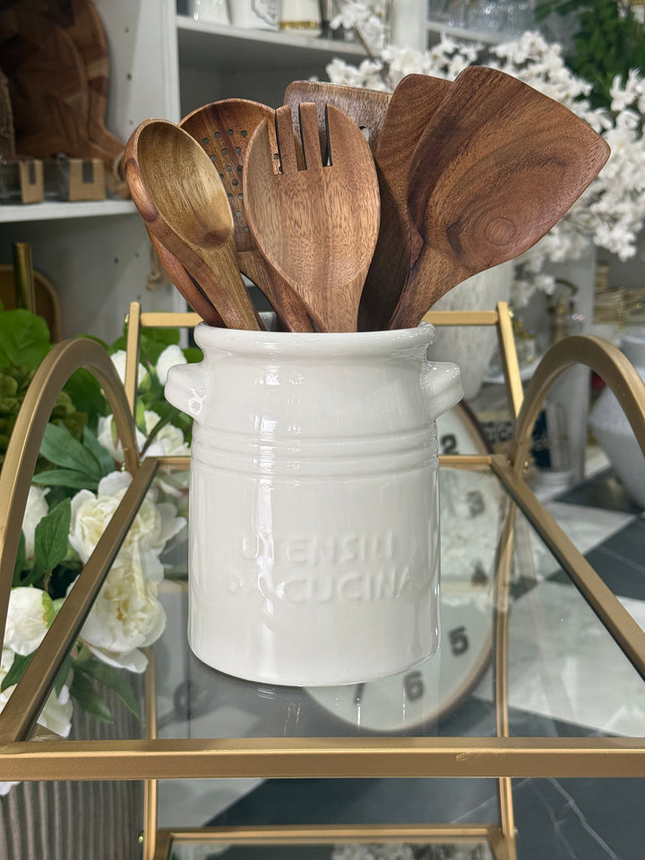 White French Cuisine Utensil Holder