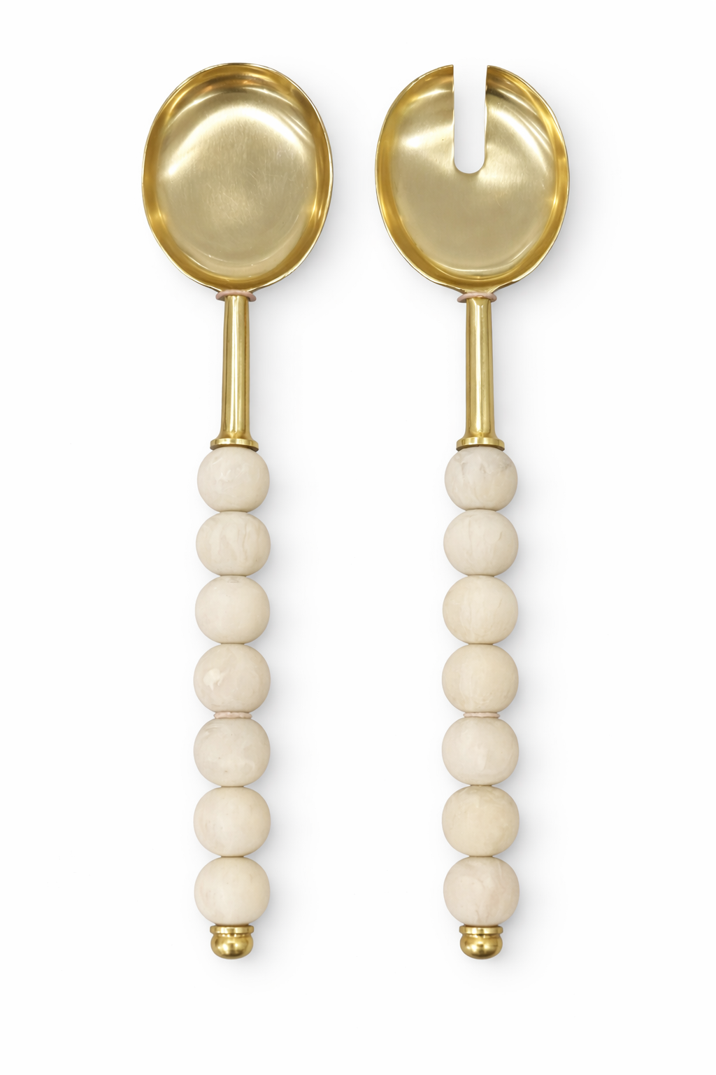 Amalia Ivory & Gold Salad Server Set