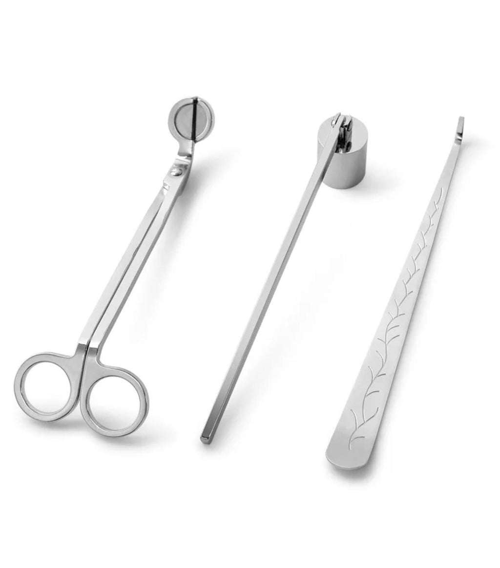 Stainless steel candle wick trimmer set