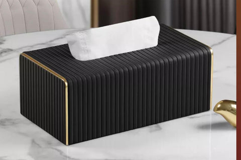 Black tissue box cover leather