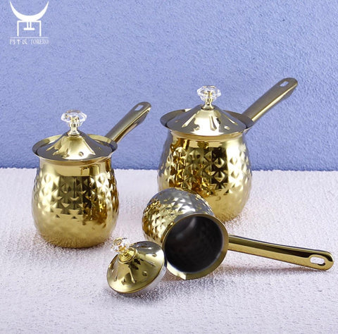 3  pce gold stainless coffee pot set