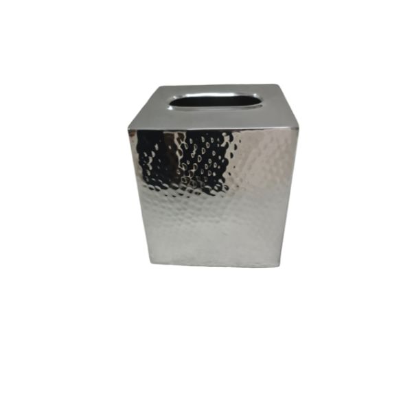 Hammered Stainless Cube Tissue Box