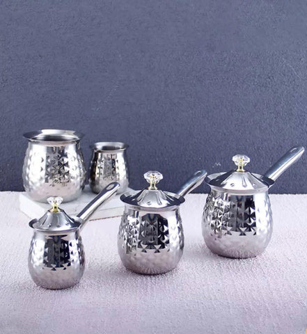 3 pce silver stainless coffee pot set