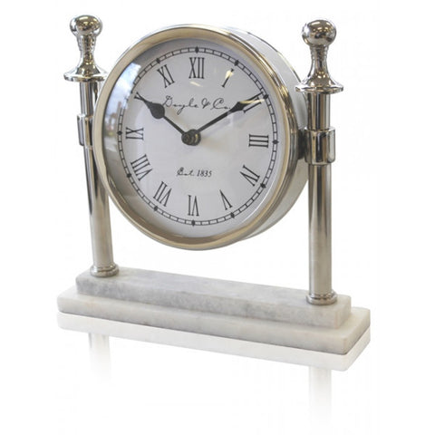 Round column clock w/ marble base