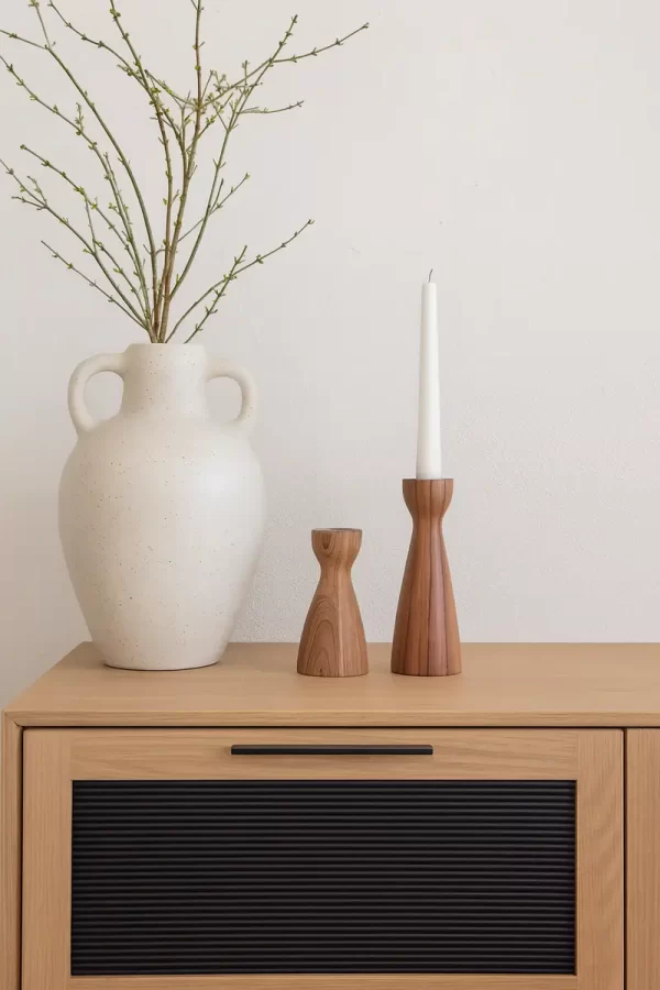 Dana set of 2 Wood Candleholders